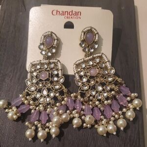 Purple and Gold Statement Earrings